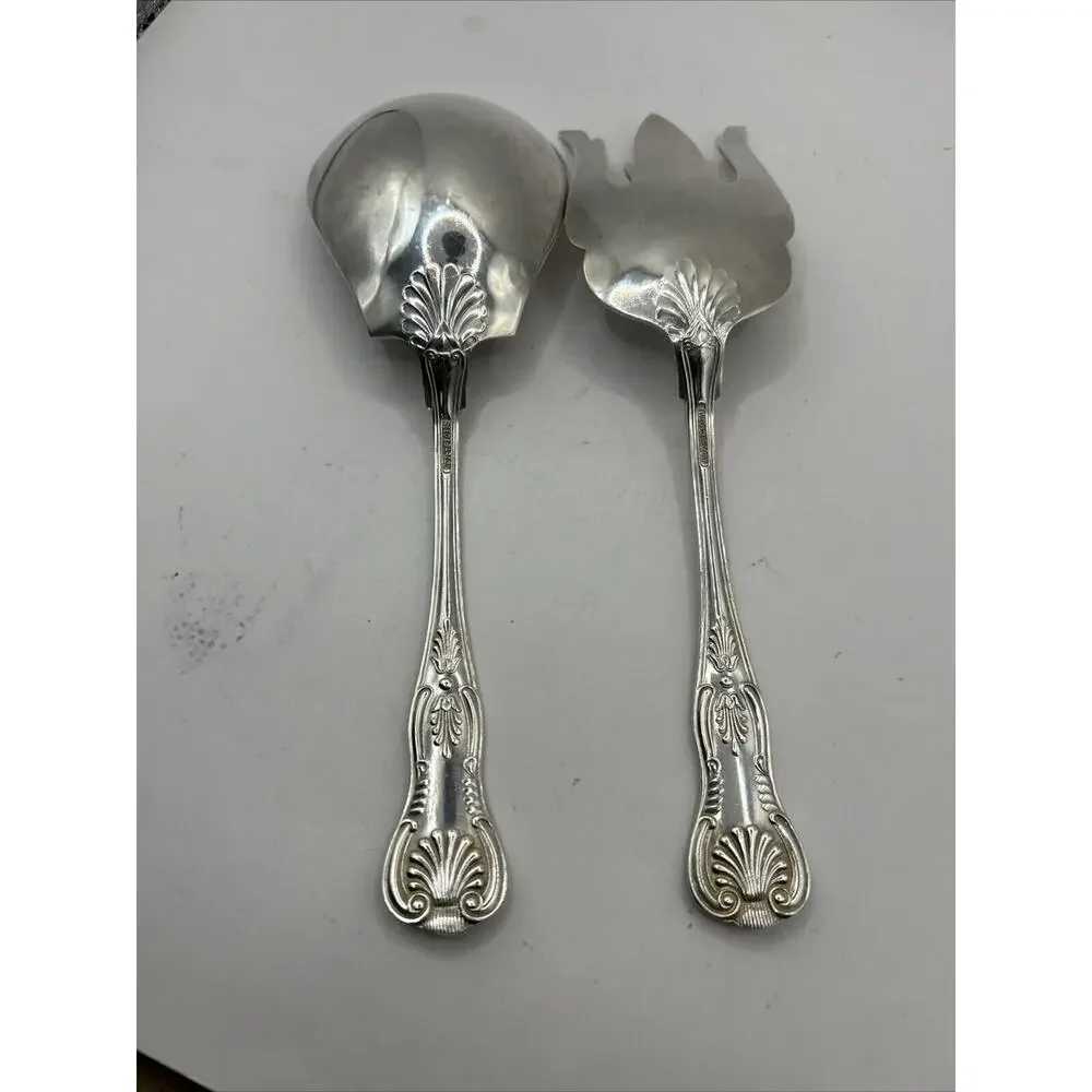 Vtg Reed & Barton Silverware Serving Set Clam Shell Design Spoon & Fork